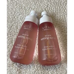 (2x Pack) Vital Beauty Glow Setting Spray Rose Water Hyaluronic Acid 8oz New